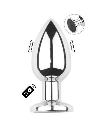 Plug vibrant acier inoxydable anal taille M avec télécommande, USB BOOTY