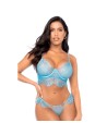 Ensemble 2 pièces en dentelle à cils bleue 
