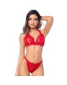 Ensemble sexy 2 pièces en dentelle romantique avec haut et string assorti 