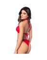 Ensemble sexy 2 pièces en dentelle romantique avec haut et string assorti 
