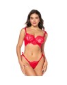 Ensemble sexy 2 pièces en dentelle avec liens à nouer et string 