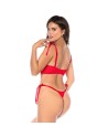 Ensemble sexy 2 pièces en dentelle avec liens à nouer et string 