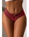 String dentelle dos lacé Bordeaux - Litolu Lingerie