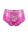 Tanga lacé dentelle taille haute Rose - Litolu Lingerie