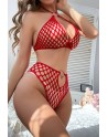 Ensemble bikini résille rouge - J Lingerie