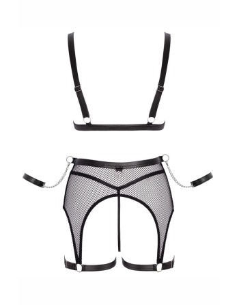Ensemble Fetish noir en dentelle - Cotelli Bondage