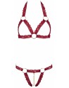 Ensemble string ouvert et seins nus bordeaux - Cottelli Lingerie
