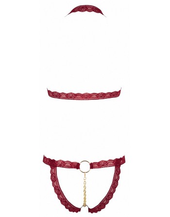 Ensemble string ouvert et seins nus bordeaux - Cottelli Lingerie