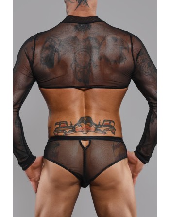 Crop top tulle noir transparent - Regnes