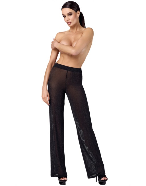 Pantalon en maille pailletée Onyx F374 - Noir Handmade
