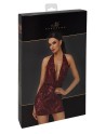 Mini robe dos nu en tulle floqué Kink Royal F385 - Noir Handmade