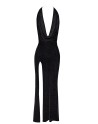 Robe longue fendue Onyx F373 - Noir Handmade