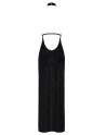 Robe longue en maille pailletée Onyx F372 - Noir Handmade