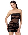 Mini robe floquée à épaules nues Bondesque F359 - Noir Handmade