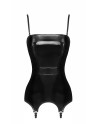 Corset porte-jarretelle vinyle Dominae F381 - Noir Handmade