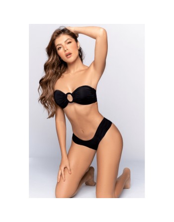 Bikini Bandeau Noir avec Anneau Central 