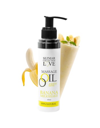 Huile de massage comestible milkshake banane 100ml 100% naturelle 