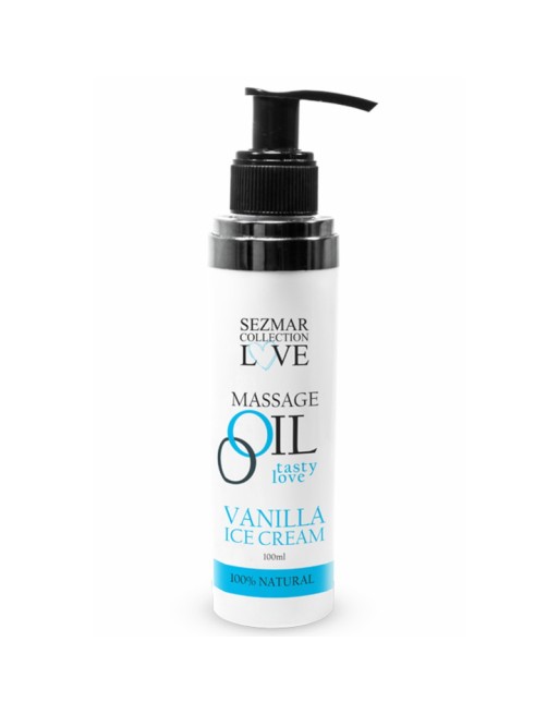 Huile de massage comestible Vanille glacée 100ml 100% naturelle 