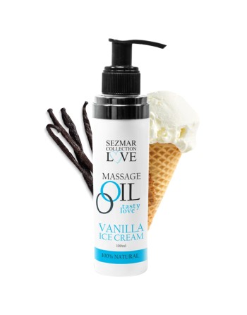 Huile de massage comestible Vanille glacée 100ml 100% naturelle 