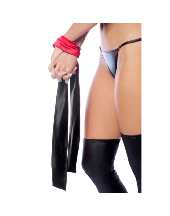 Accessoire coquin en satin réversible noir  rouge 
