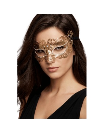 Masque vénitien Alba rigide doré avec strass