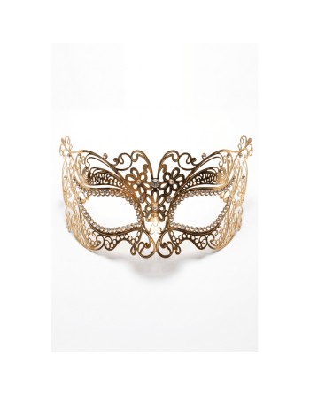 Masque vénitien Alba rigide doré avec strass