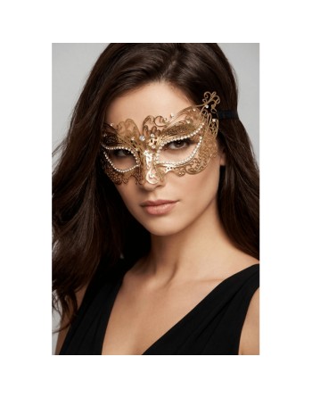 Masque vénitien Alba rigide doré avec strass