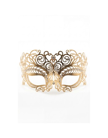 Masque vénitien Giulia rigide doré avec strass