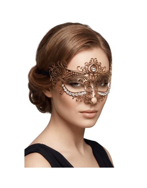 Masque vénitien Ornella rigide doré avec strass