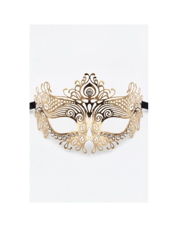 Masque vénitien Ornella rigide doré avec strass