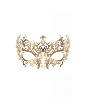 Masque vénitien Chiara rigide doré avec strass