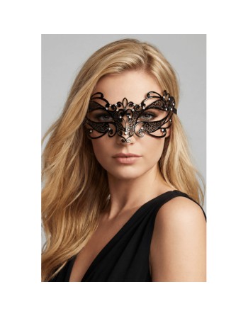 Masque vénitien Gaia rigide noir avec strass