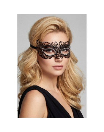 Masque vénitien Alba rigide noir avec strass
