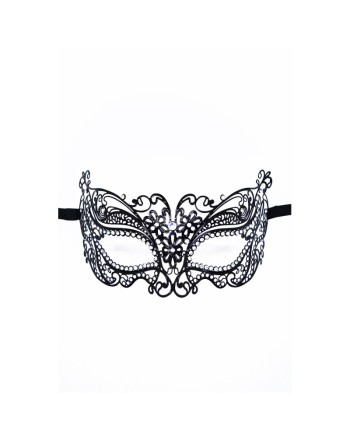Masque vénitien Alba rigide noir avec strass