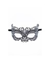 Masque vénitien Alba rigide noir avec strass