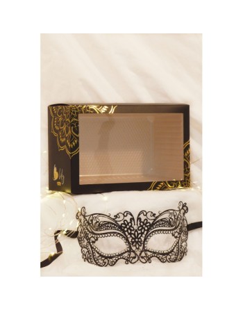 Masque vénitien Alba rigide noir avec strass