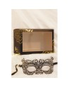 Masque vénitien Alba rigide noir avec strass