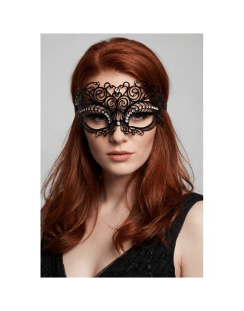 Masque vénitien Giulia rigide noir avec strass
