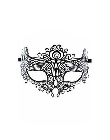 Masque vénitien Ornella rigide noir avec strass
