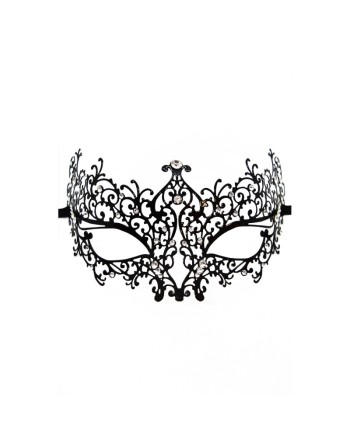 Masque vénitien Chiara rigide noir avec strass