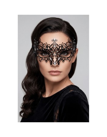Masque vénitien Chiara rigide noir avec strass
