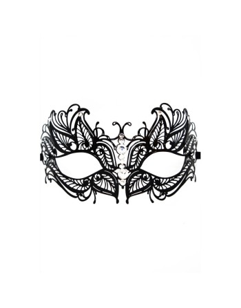 Masque vénitien Greta rigide noir avec strass