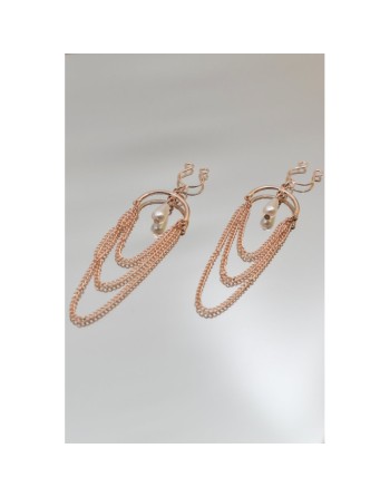 Bijoux de seins avec 3 chainettes doré rose et une perle