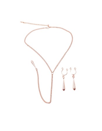 bijoux de corps, pinces de seins goutte et tour de cou chainette