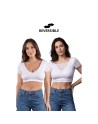 Top sexy court blanc bi matière réversible