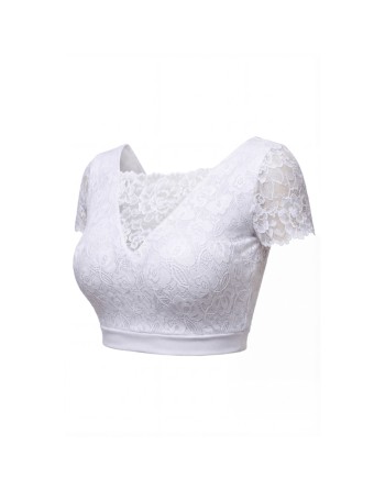 Top sexy court blanc bi matière réversible