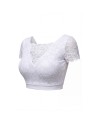 Top sexy court blanc bi matière réversible