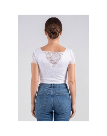 Top sexy court blanc bi matière réversible