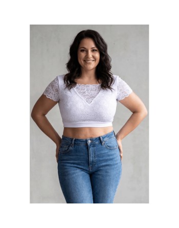 Top sexy court blanc bi matière réversible
