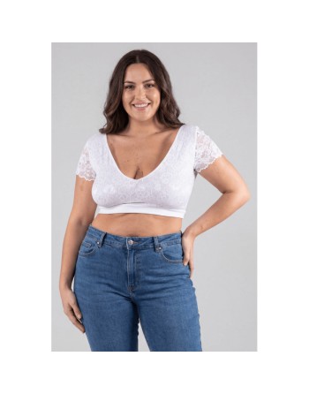 Top sexy court blanc bi matière réversible